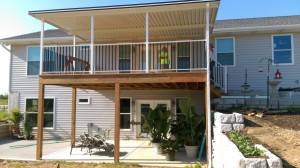 Patio cover with railing